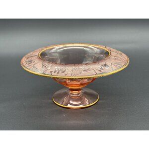 Vintage Tiffin Glass Pink Depression Compote Pedestal Candy Dish w/ Rim